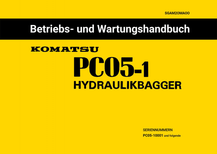 Komatsu Hydraulikbagger PC05-1 Betrieb und Wartung