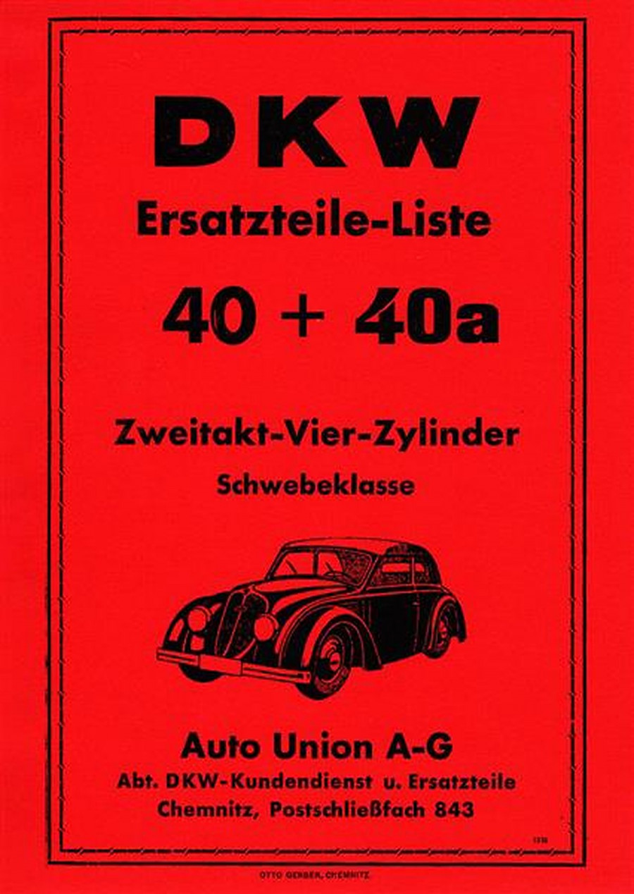 DKW Auto Union A-G 40 + 40a Ersatzteilkatalog