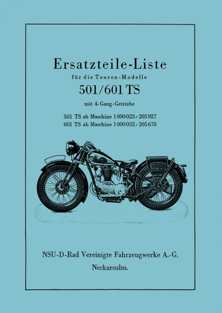 NSU 501TS und 601TS Ersatzteilkatalog