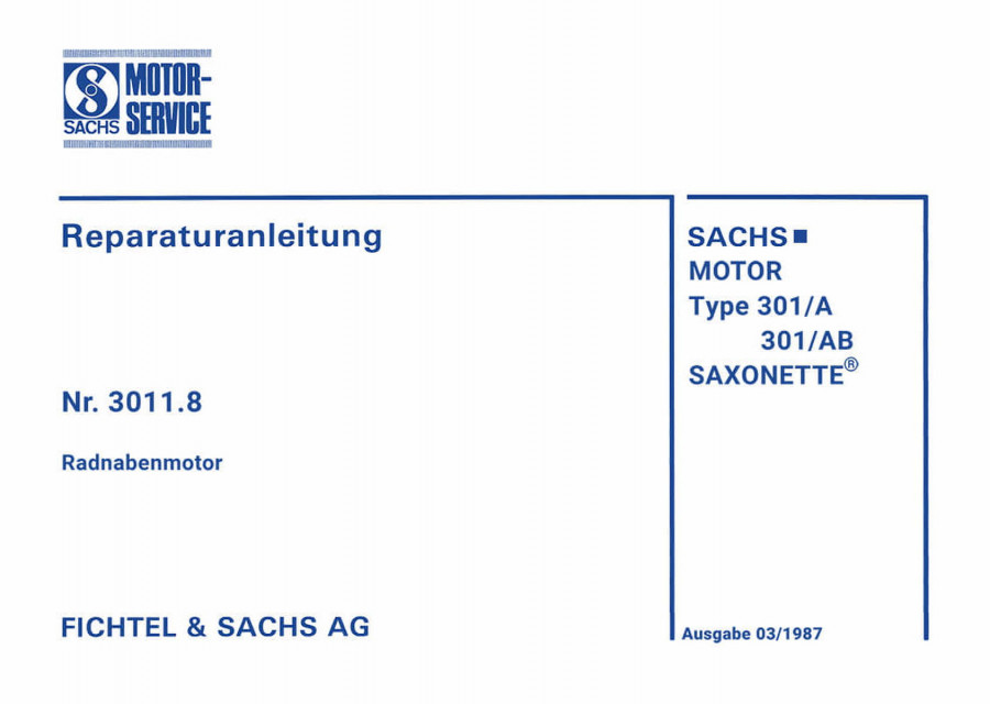Sachs Saxonette 301A 301AB Reparaturanleitung
