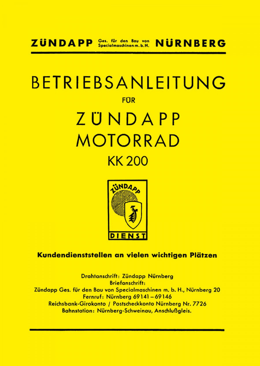 Zündapp KK200 Betriebsanleitung