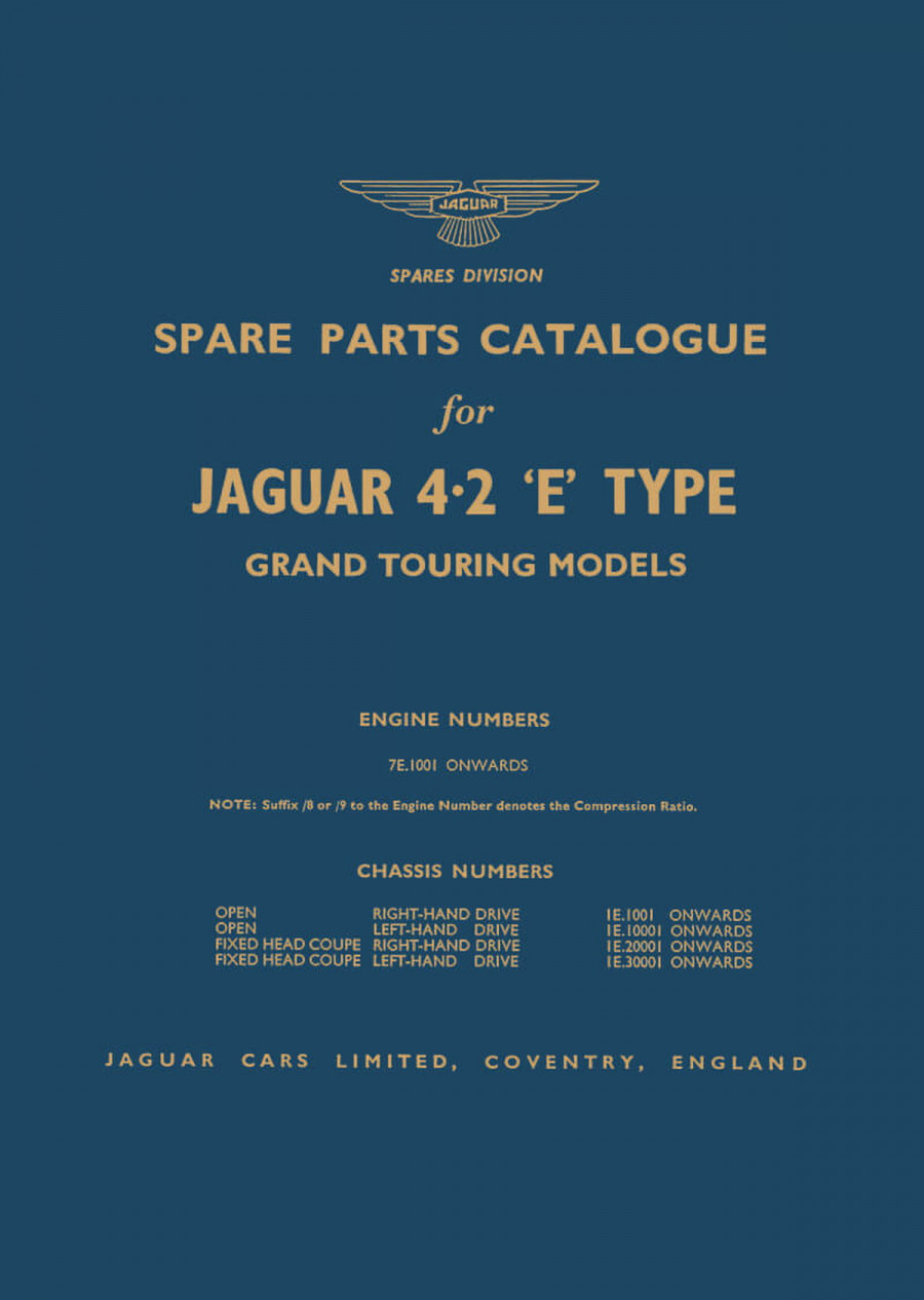 Jaguar E Type Spare Parts Catalogue