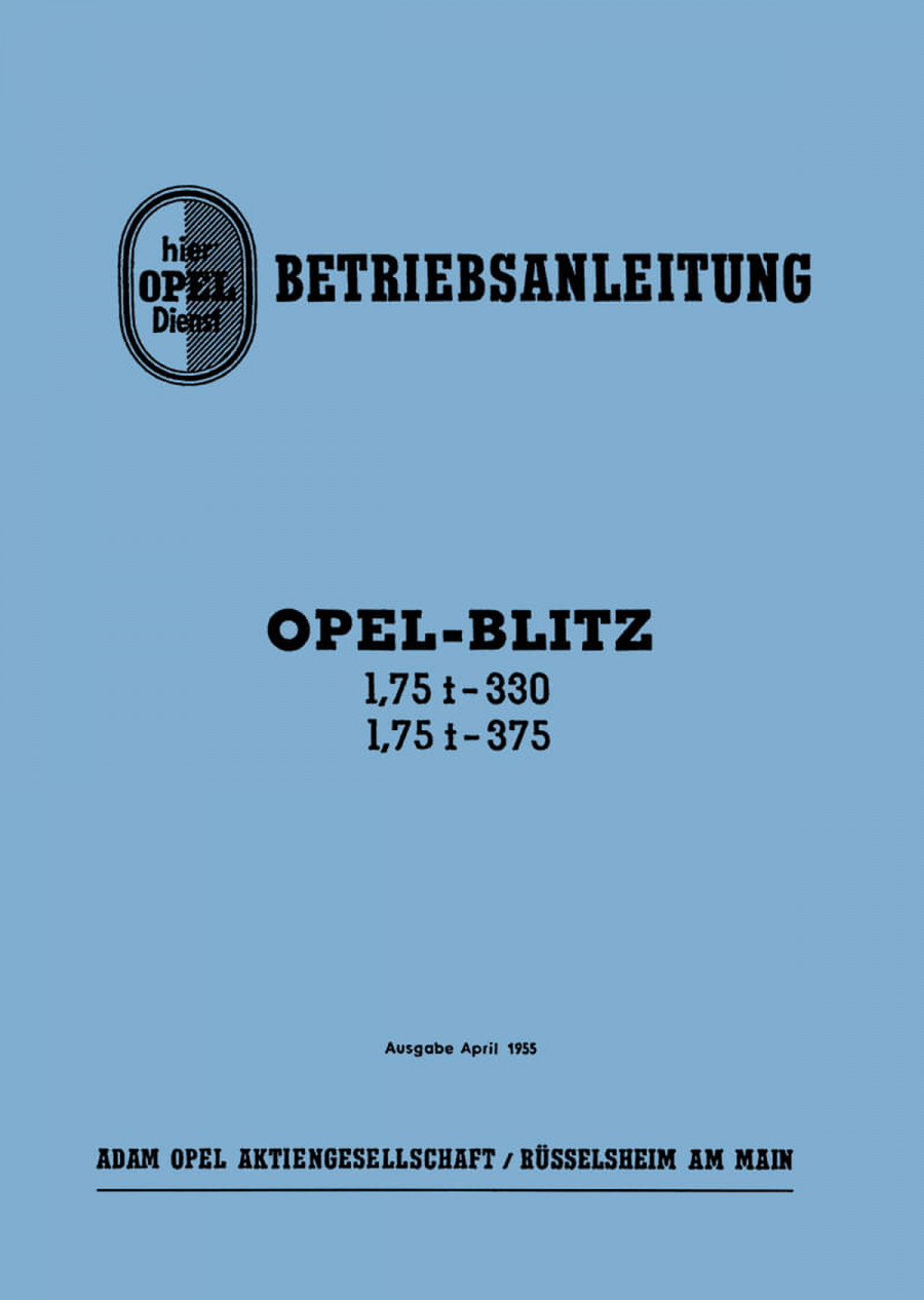 Opel Blitz 1,75 t Modelle 330 und 375 Betriebsanleitung