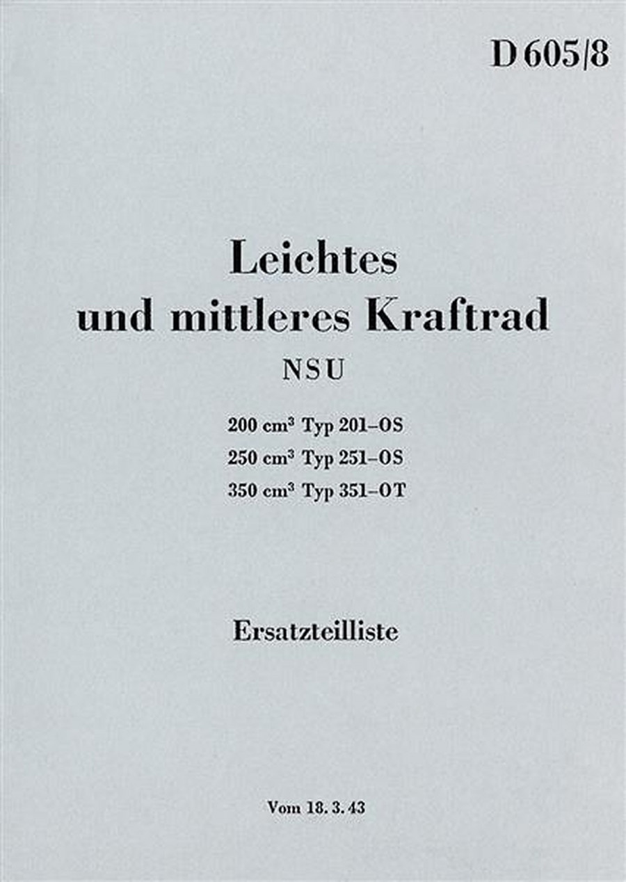 NSU 201OS, 251OS, 351OS Ersatzteilkatalog