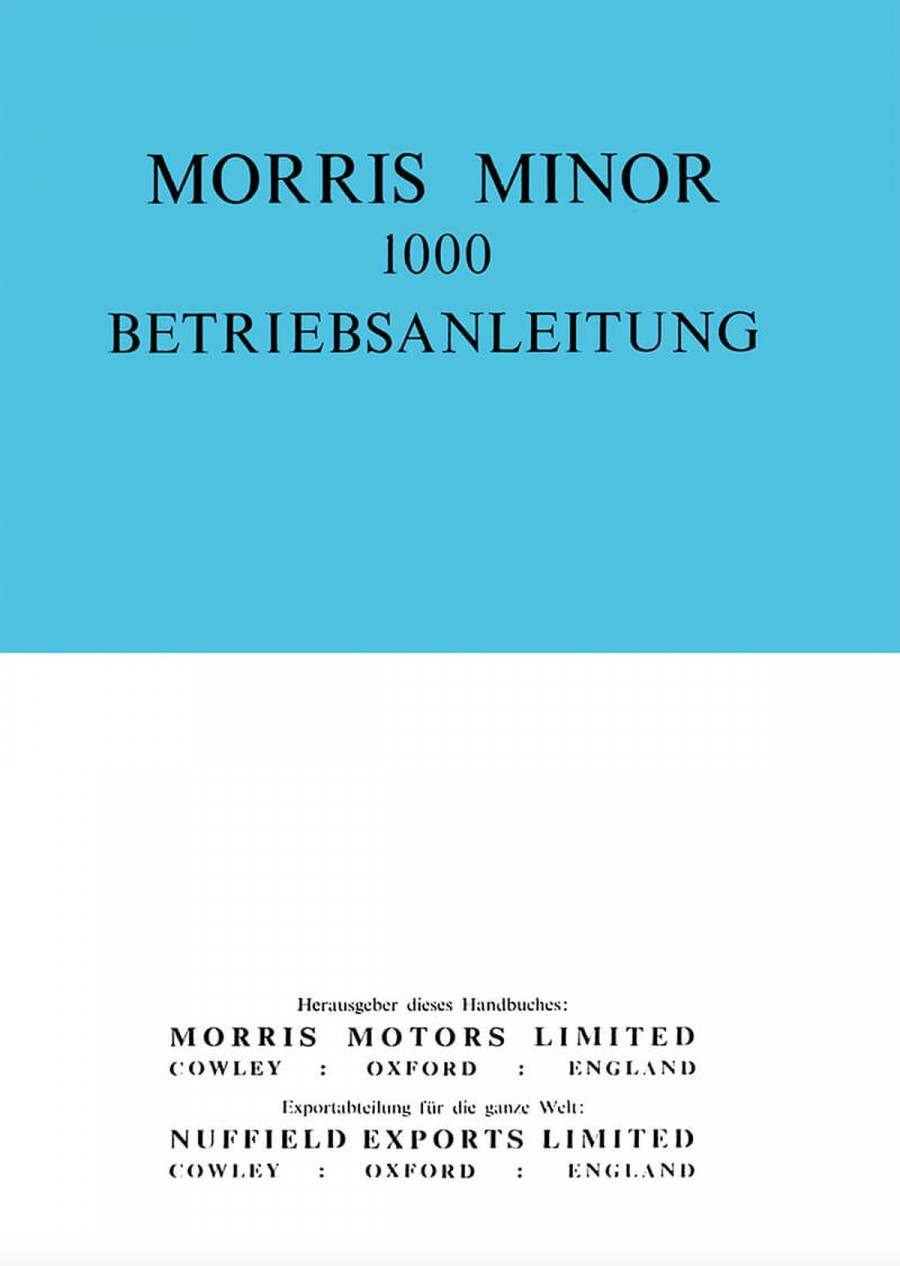 Morris Minor 1000 Betriebsanleitung