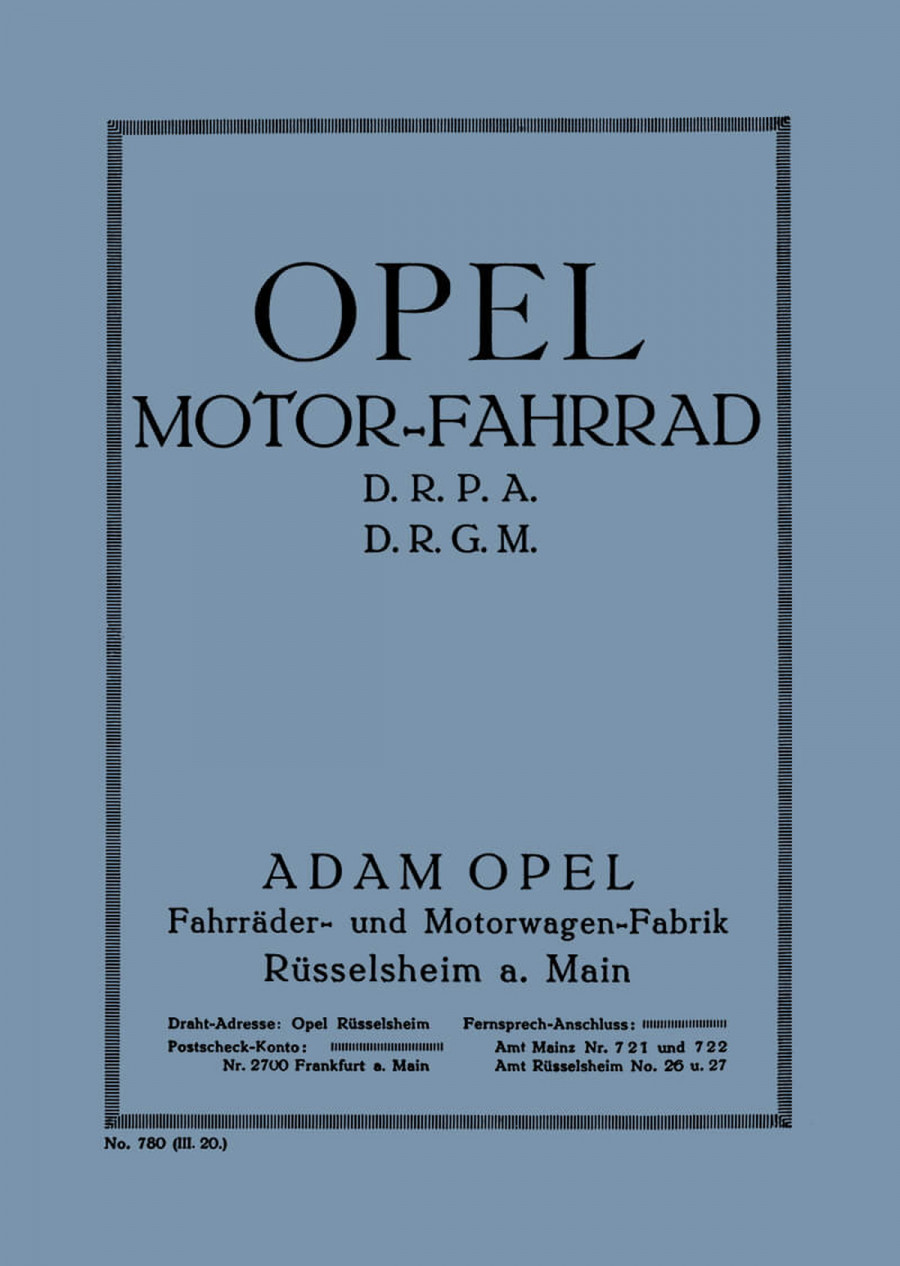 Opel Motor-Fahrrad mit 1,6 PS Betriebsanleitung