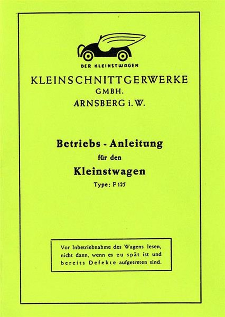 Kleinschnittgerwerke Kleinstwagen Typ F125 Betriebsanleitung
