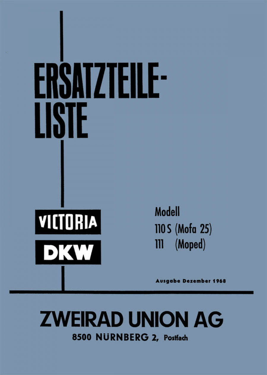 DKW Victoria Modell 110S und 111 Ersatzteilliste