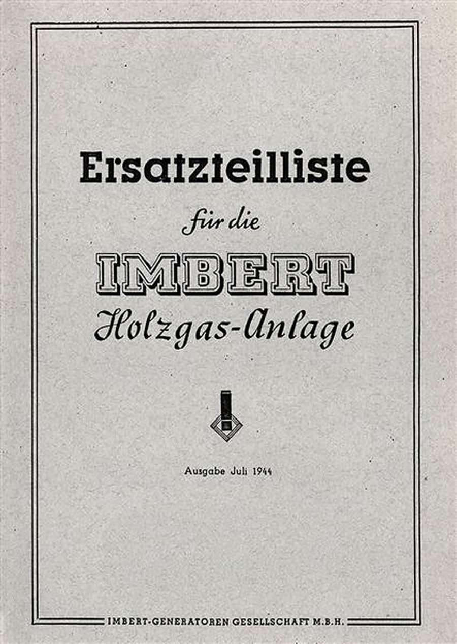 Imbert Holzgas Anlagen für Kraftfahrzeuge Ersatzteilkatalog