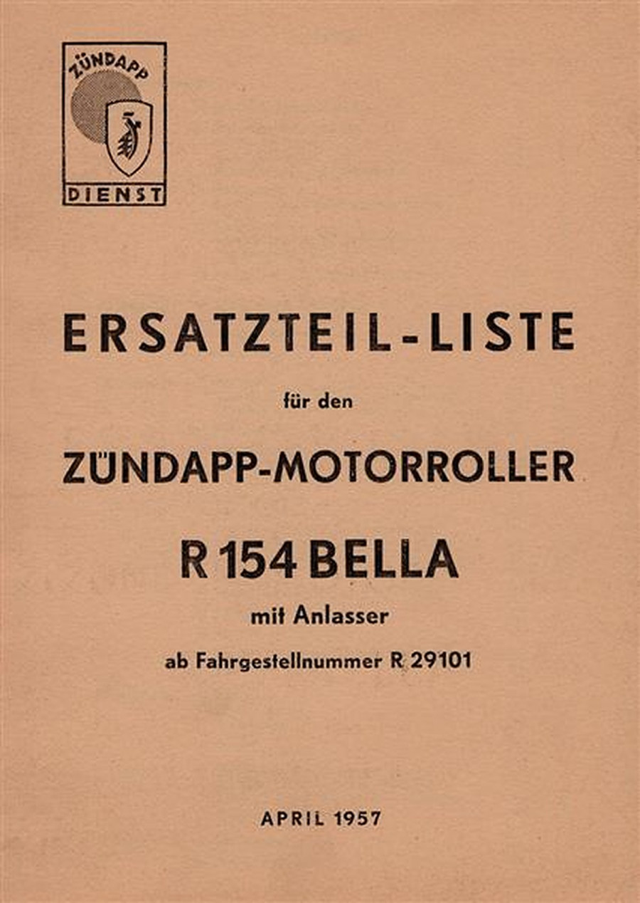 Zündapp Bella R154 Ersatzteilkatalog