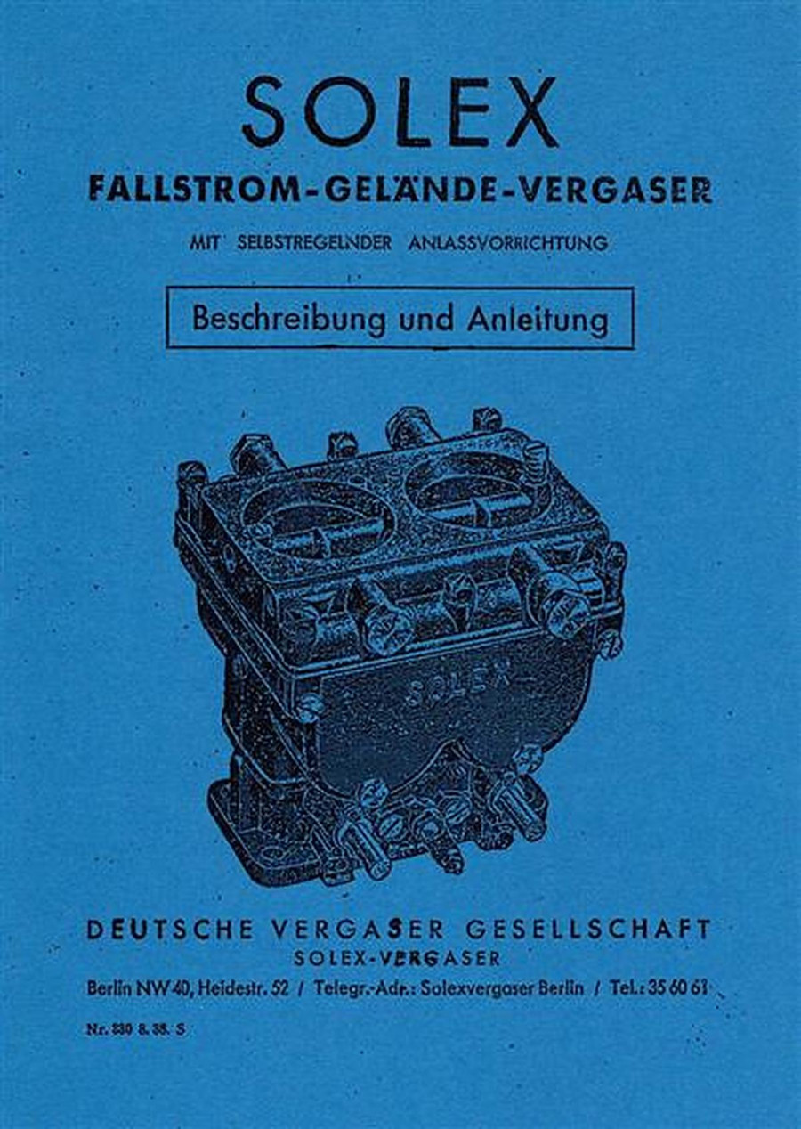 Solex Fallstrom Gelände Vergaser Betriebsanleitung