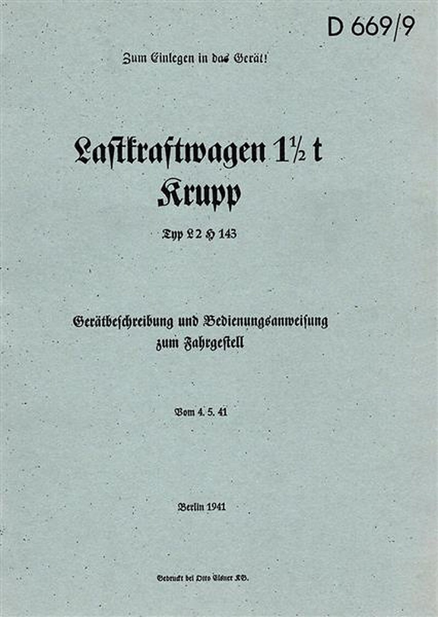 Krupp Lastkraftwagen Typ L 2 H 143 Gerätbeschreibung