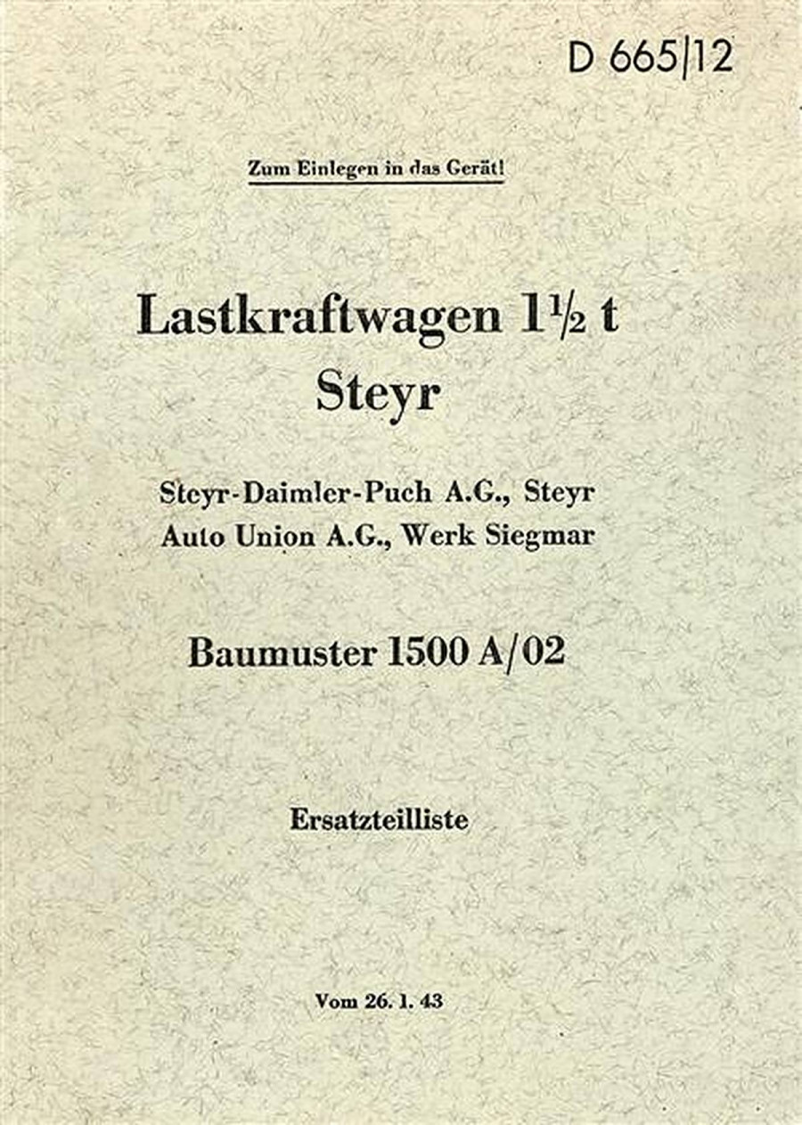 Steyr LKW 1,5t Typ 1500 A/02 Ersatzteilkatalog