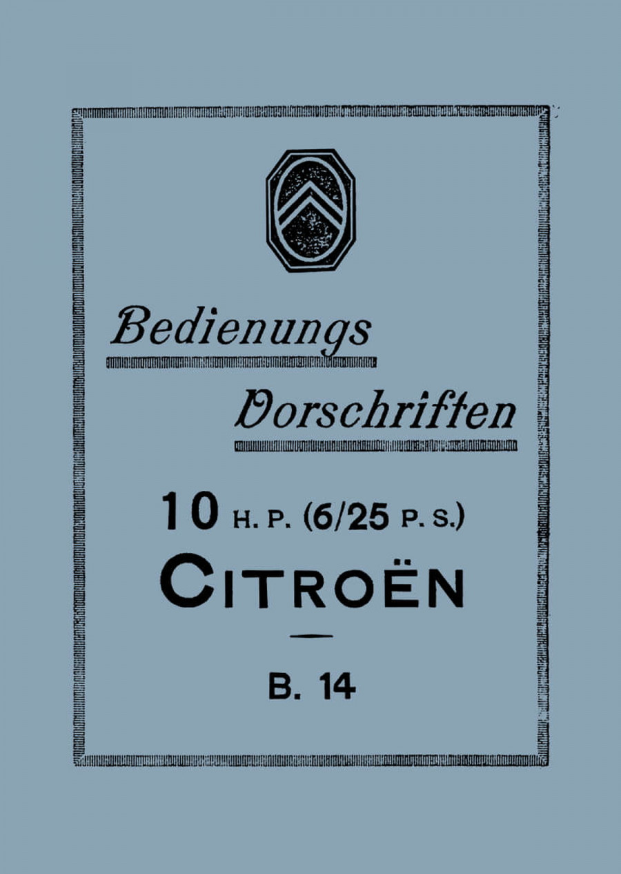 Citroen 10 H.P B. 14 Betriebsanleitung