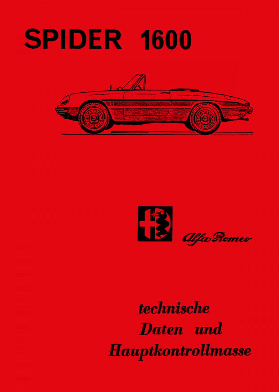 Alfa Romeo Spider 1600 Technische Daten und Hauptkontrollmaße