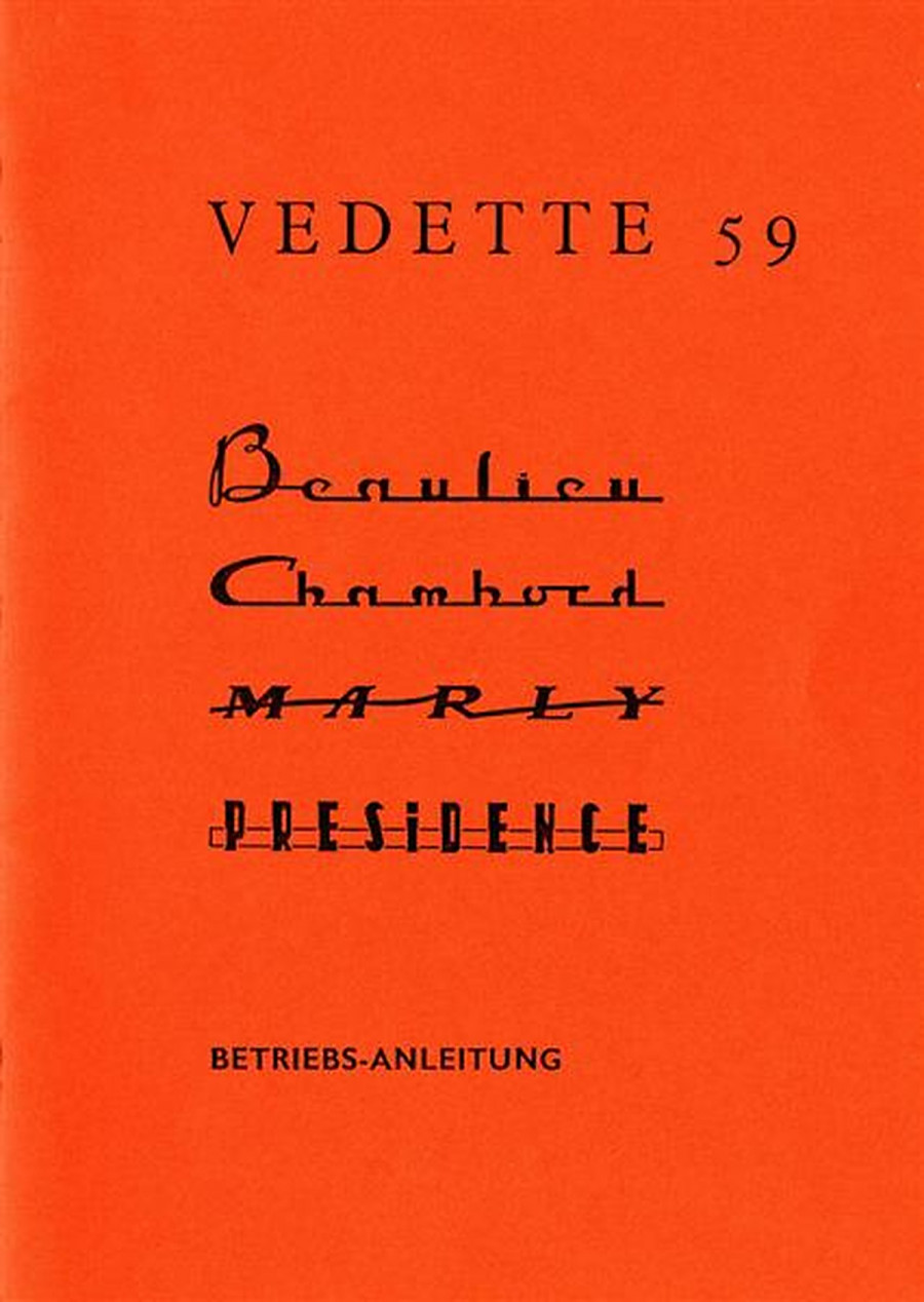 Ford Vedette Chambord Beaulieu Marly Presedence Betriebsanleitung