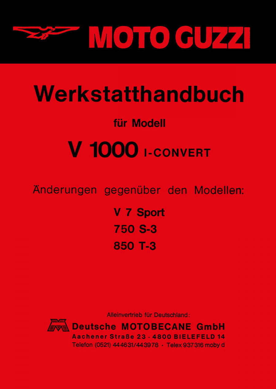 Moto Guzzi V1000 I-Convert Reparaturanleitung
