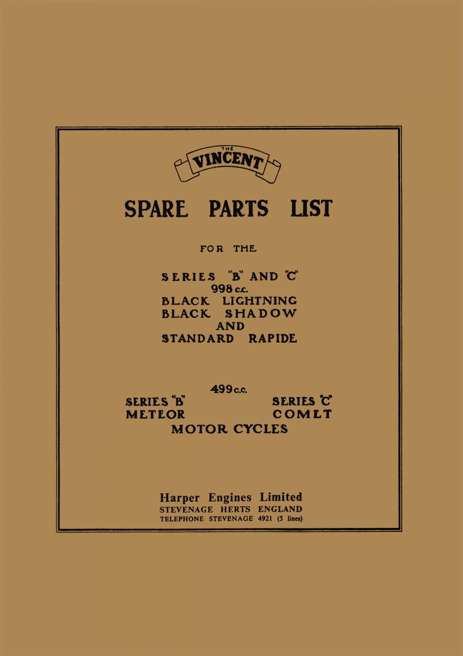Vincent Modelle Spare Parts List
