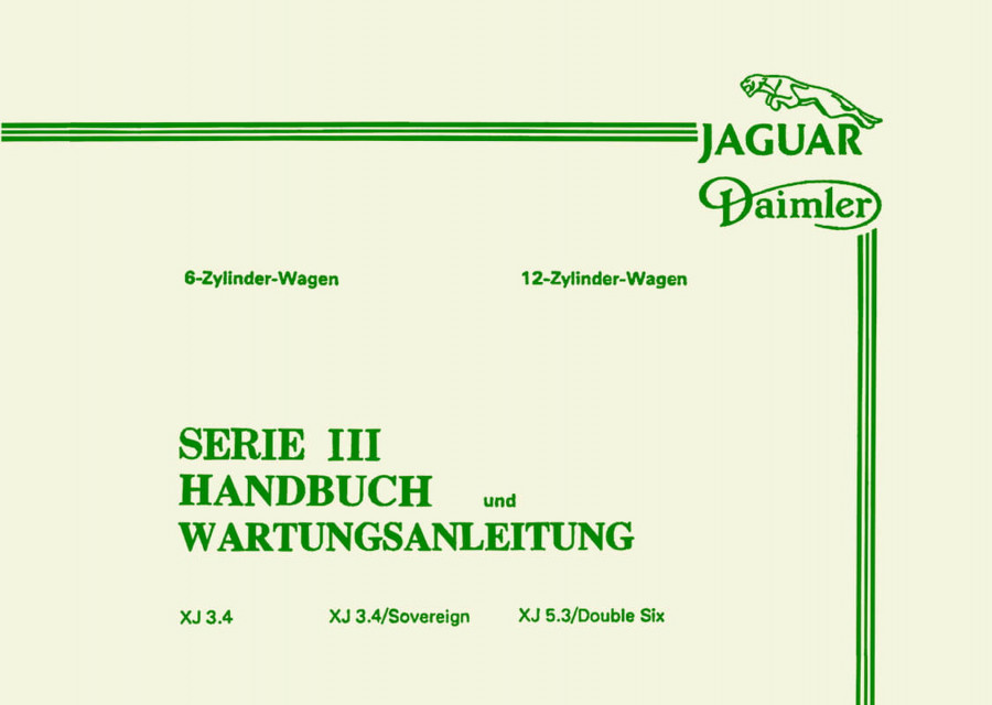 Jaguar Daimler Serie 3 Handbuch und Wartungsanleitung