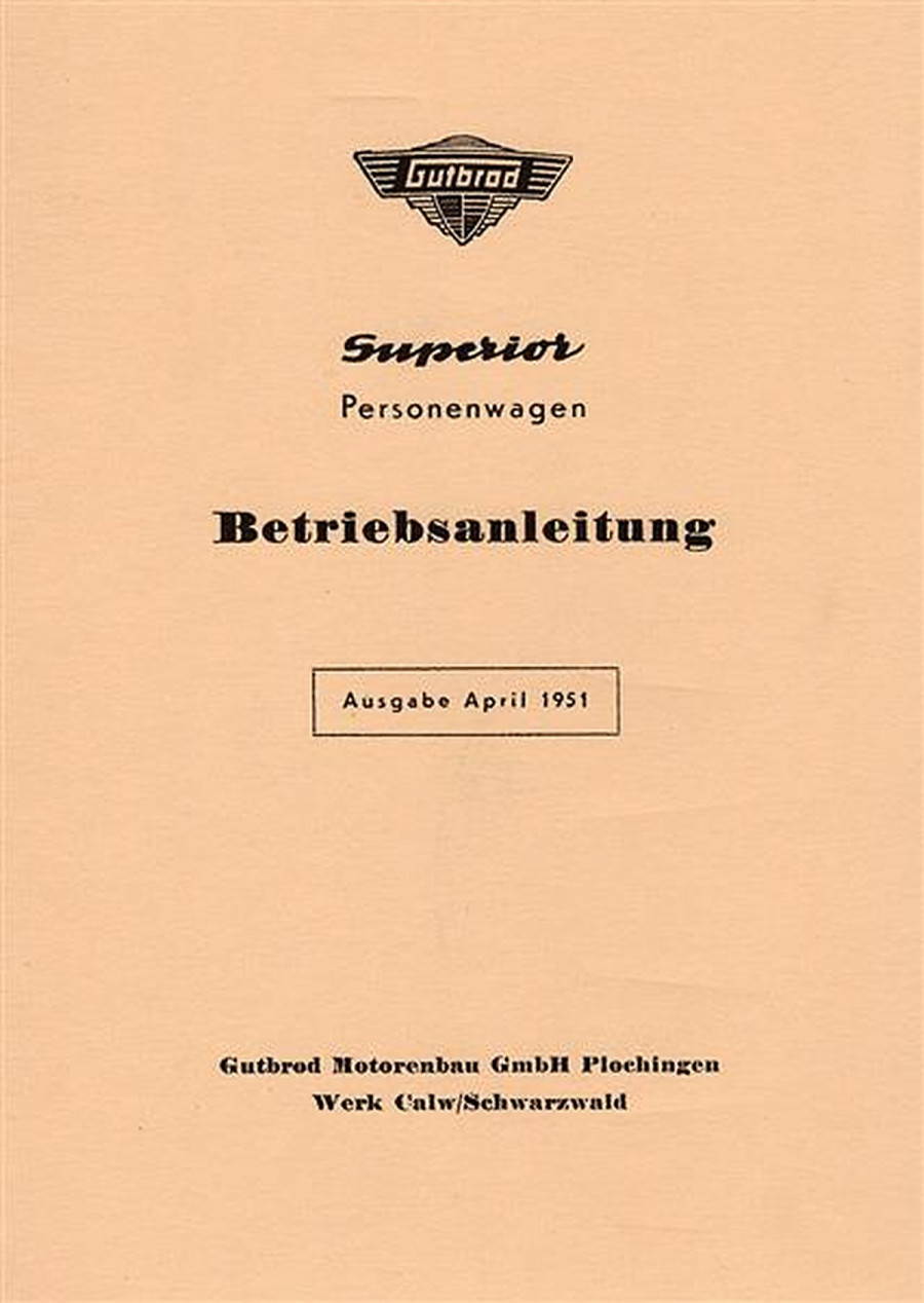 Gutbrod Superior Personenwagen Betriebsanleitung
