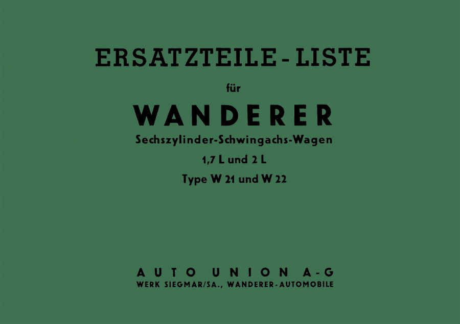 Wanderer W21 und W22  Ersatzteilkatalog
