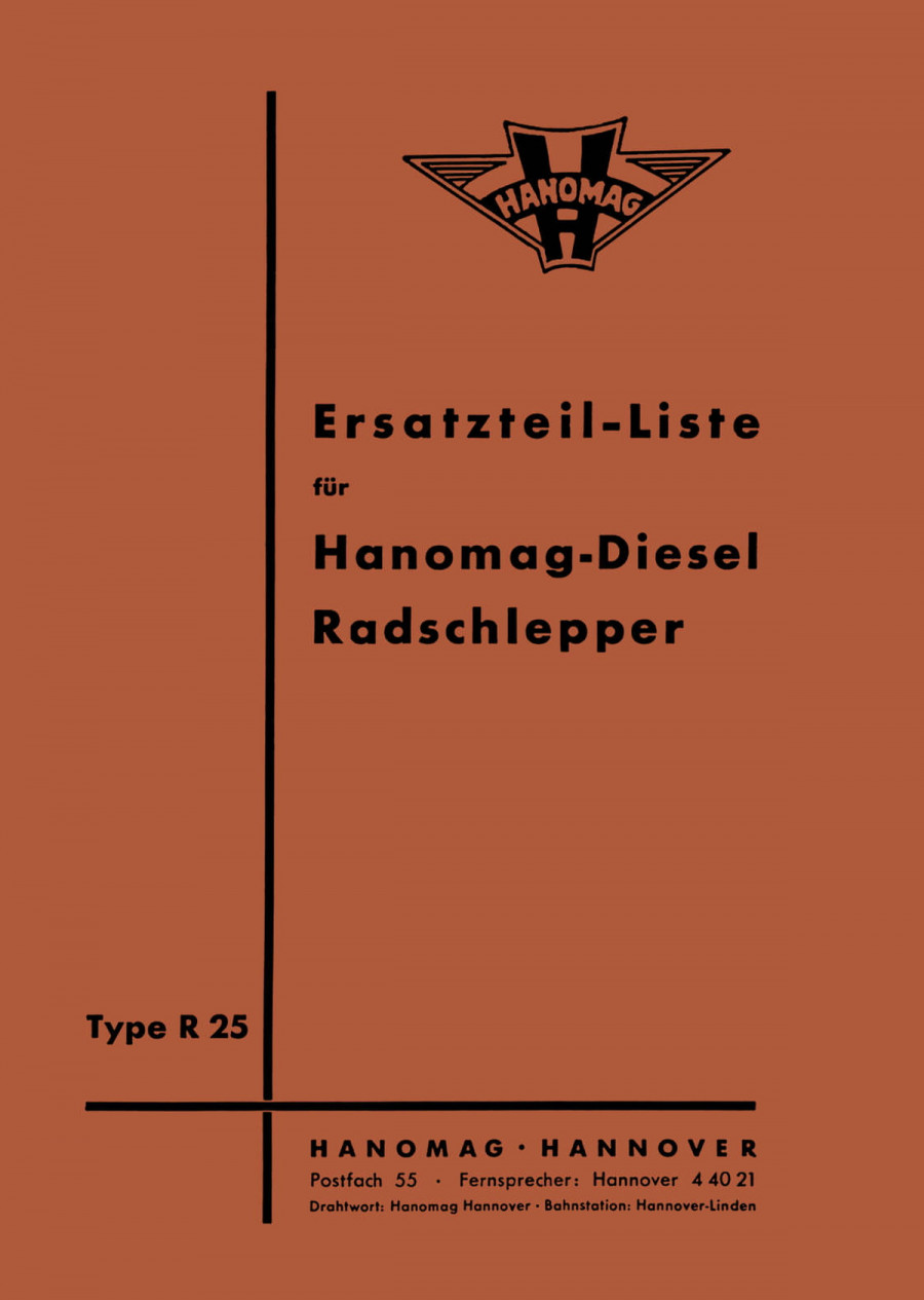 Hanomag R 25 Diesel-Radschlepper Ersatzteilkatalog