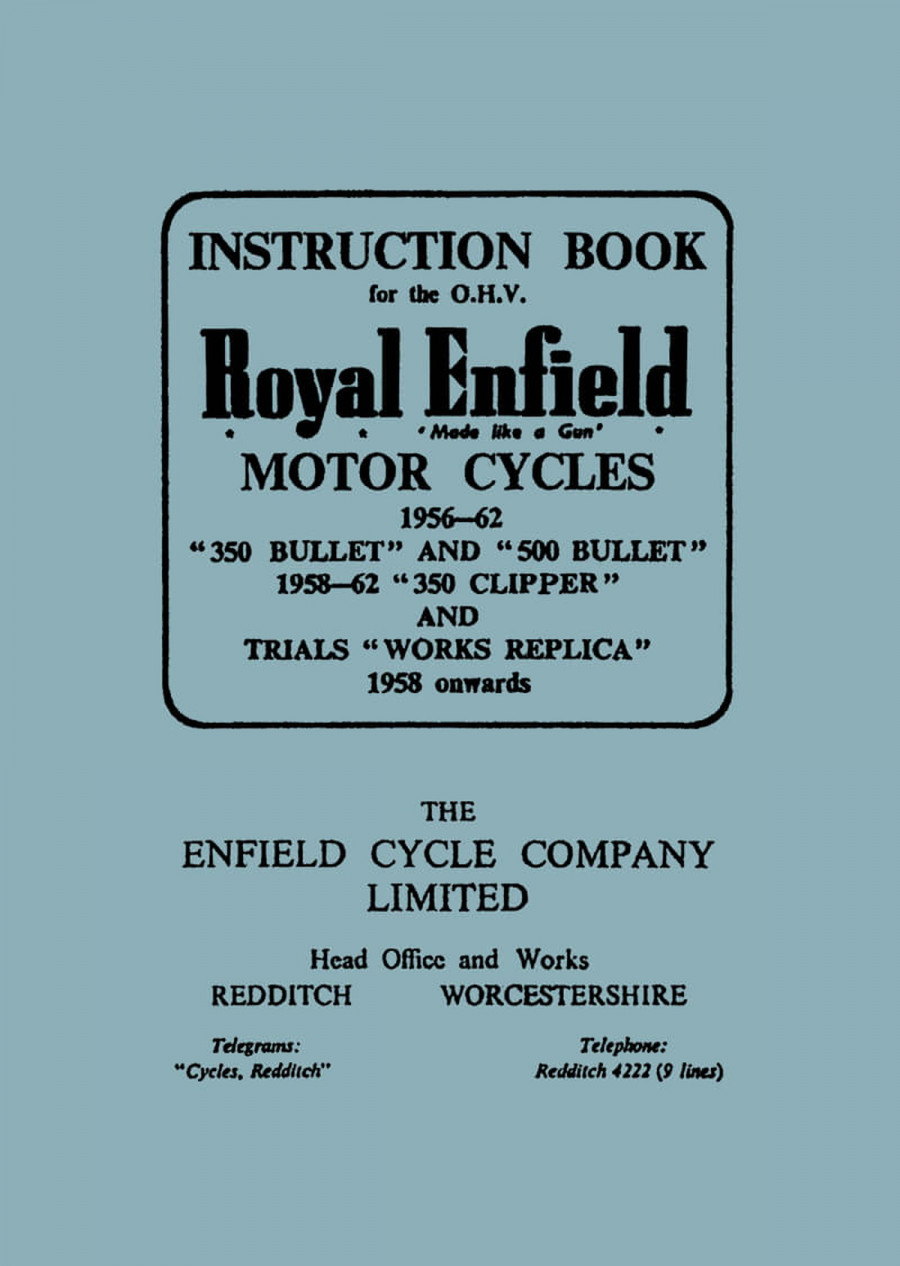 Royal Enfield 350 & 500 Bullet Instruction Book