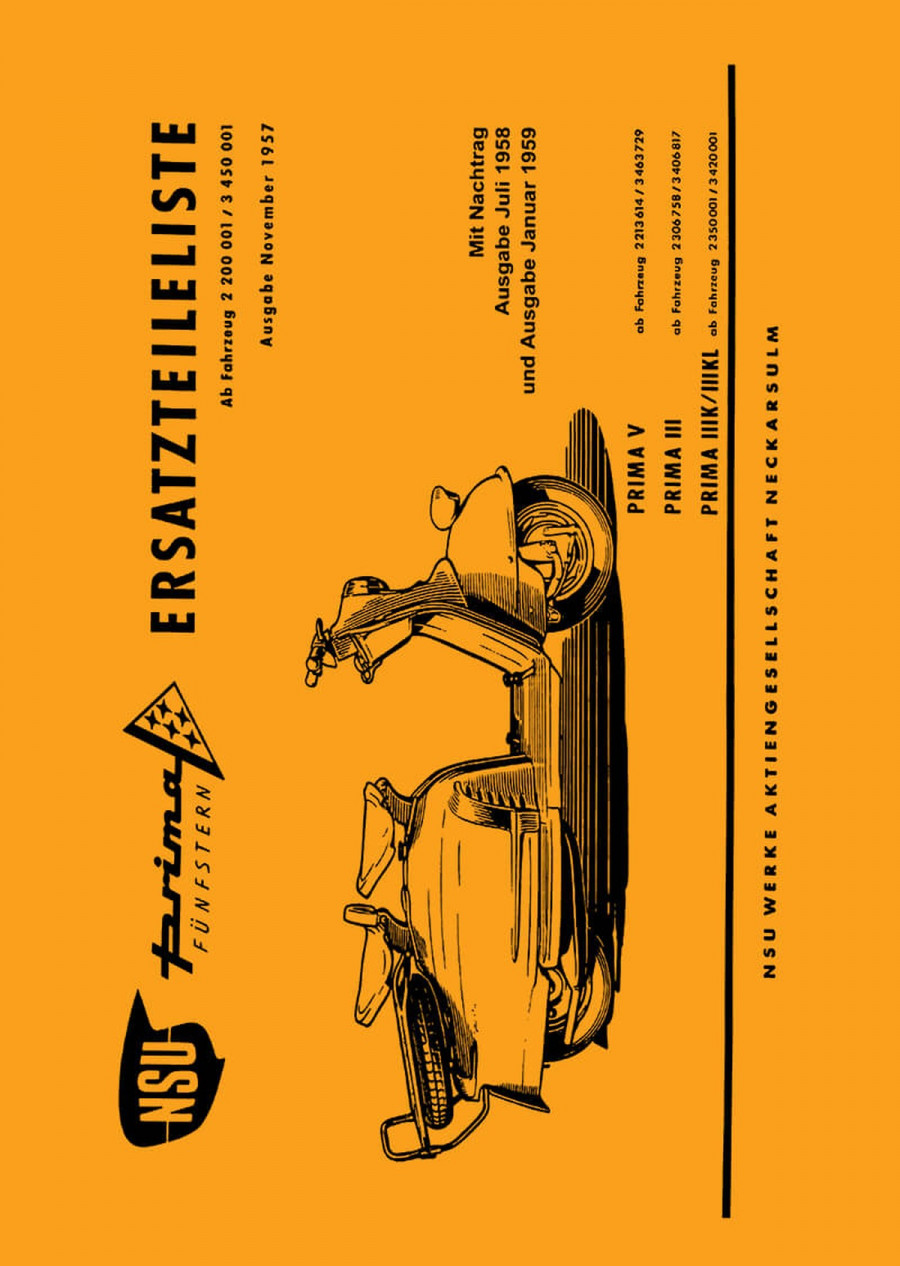 NSU Prima V Prima III Prima IIIK/IIIKL Ersatzteilkatalog
