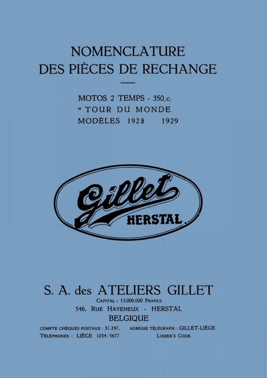 Gillet 350 ccm Modelle 1928/ 1929 Ersatzteilkatalog