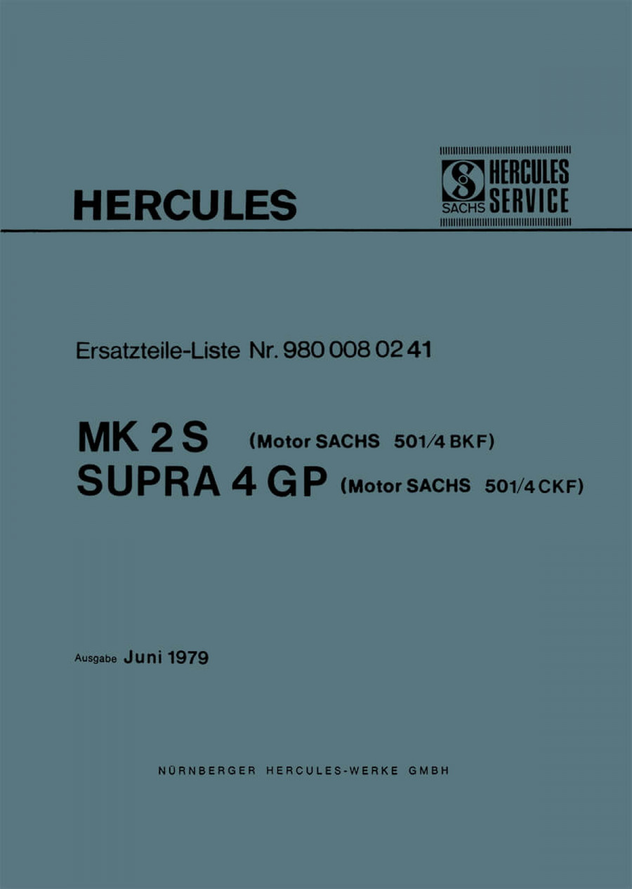 Hercules MK 2S und SUPRA 4 GP Ersatzteilkatalog