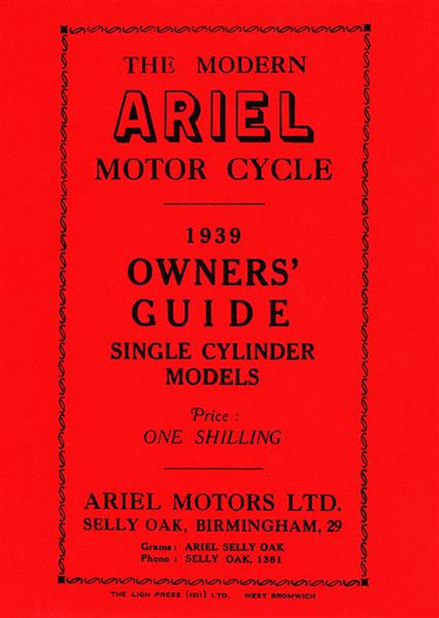 Ariel Motorcycle Single Cylinder Models Owners Manual