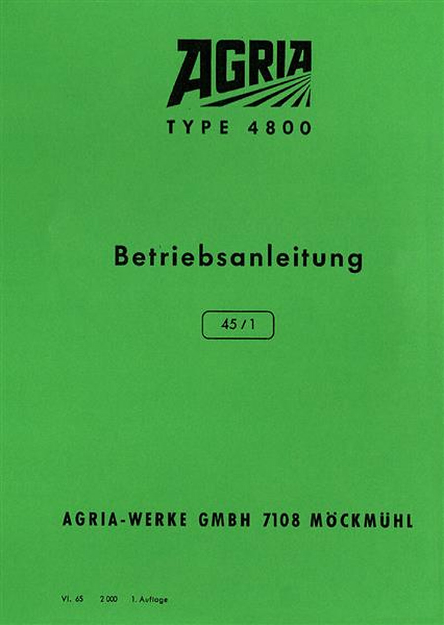Agria 4800 mit Hatz Motor E789 Betriebsanleitung