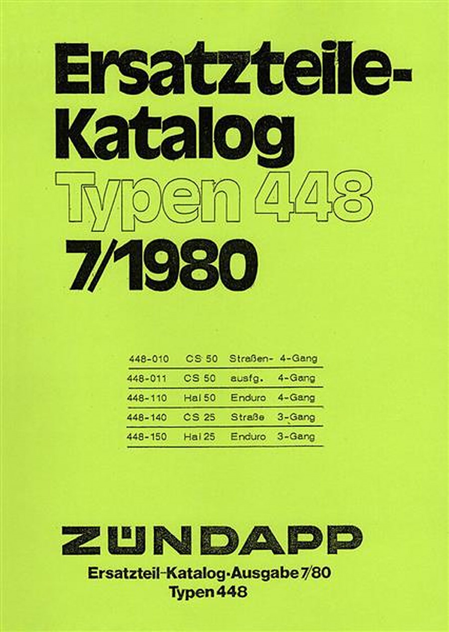 Zündapp Typen 448 Ersatzteilkatalog