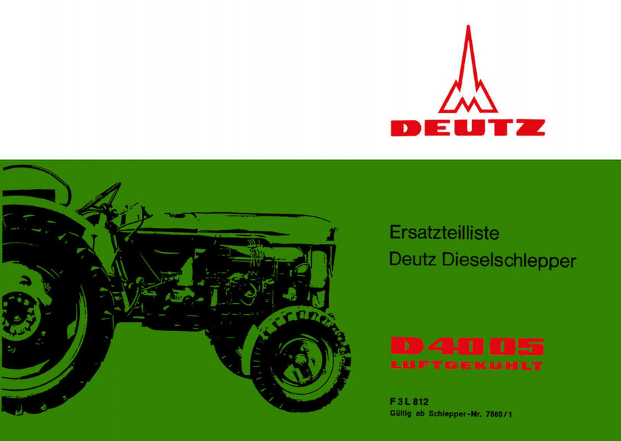 Deutz D4005 Dieselschlepper Ersatzteilkatalog