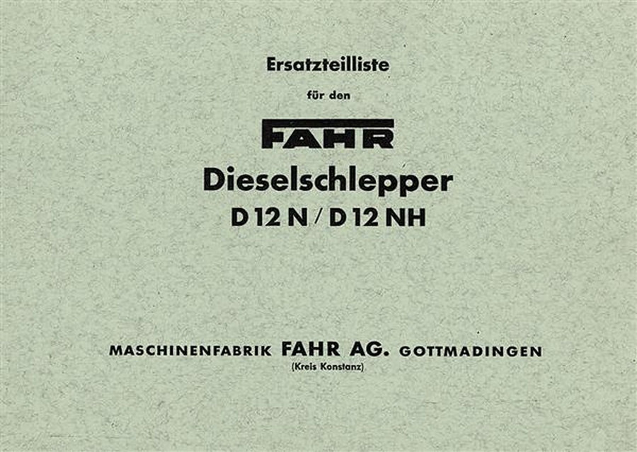 Fahr D12N und D12NH Diesel-Schlepper Ersatzteilkatalog