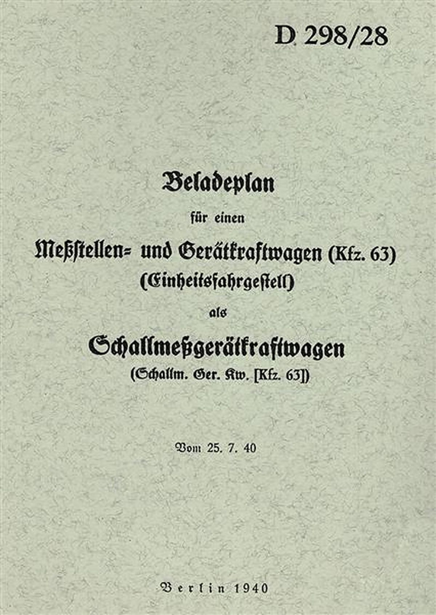 Beladeplan KFZ 63 als Schallmessgerätekraftwagen