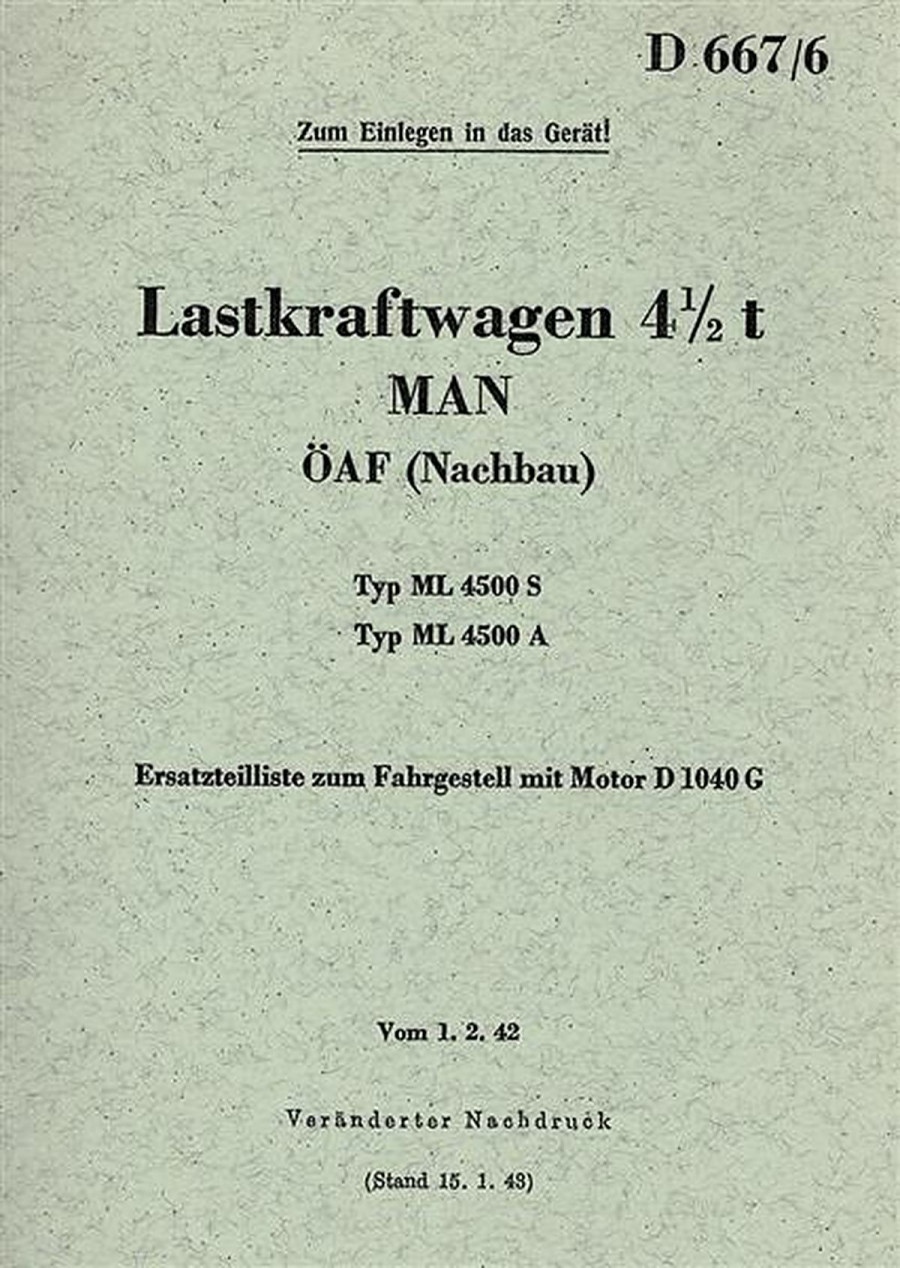 MAN Lastkraftwagen 4 1/2t Ersatzteilliste