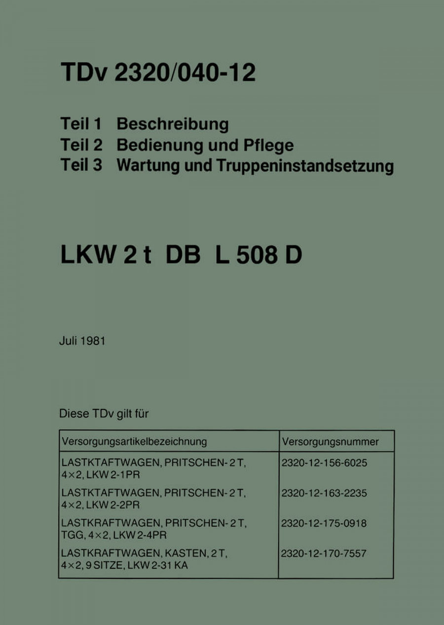 Mercedes-Benz LKW 2t DB L508D Betriebsanleitung