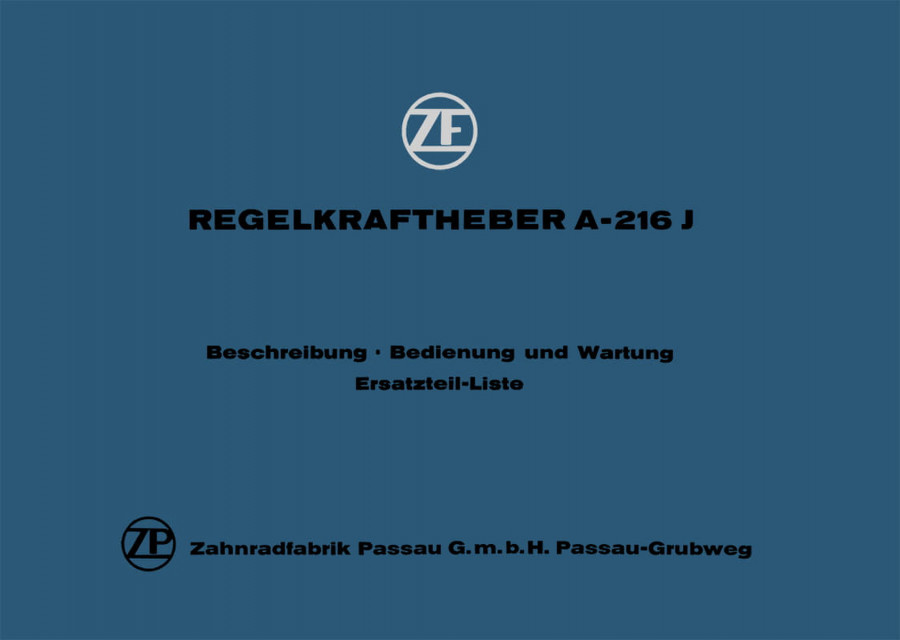 ZF A-216 J Regelktaftheber Beschreibung, Reparatur, Ersatzteile