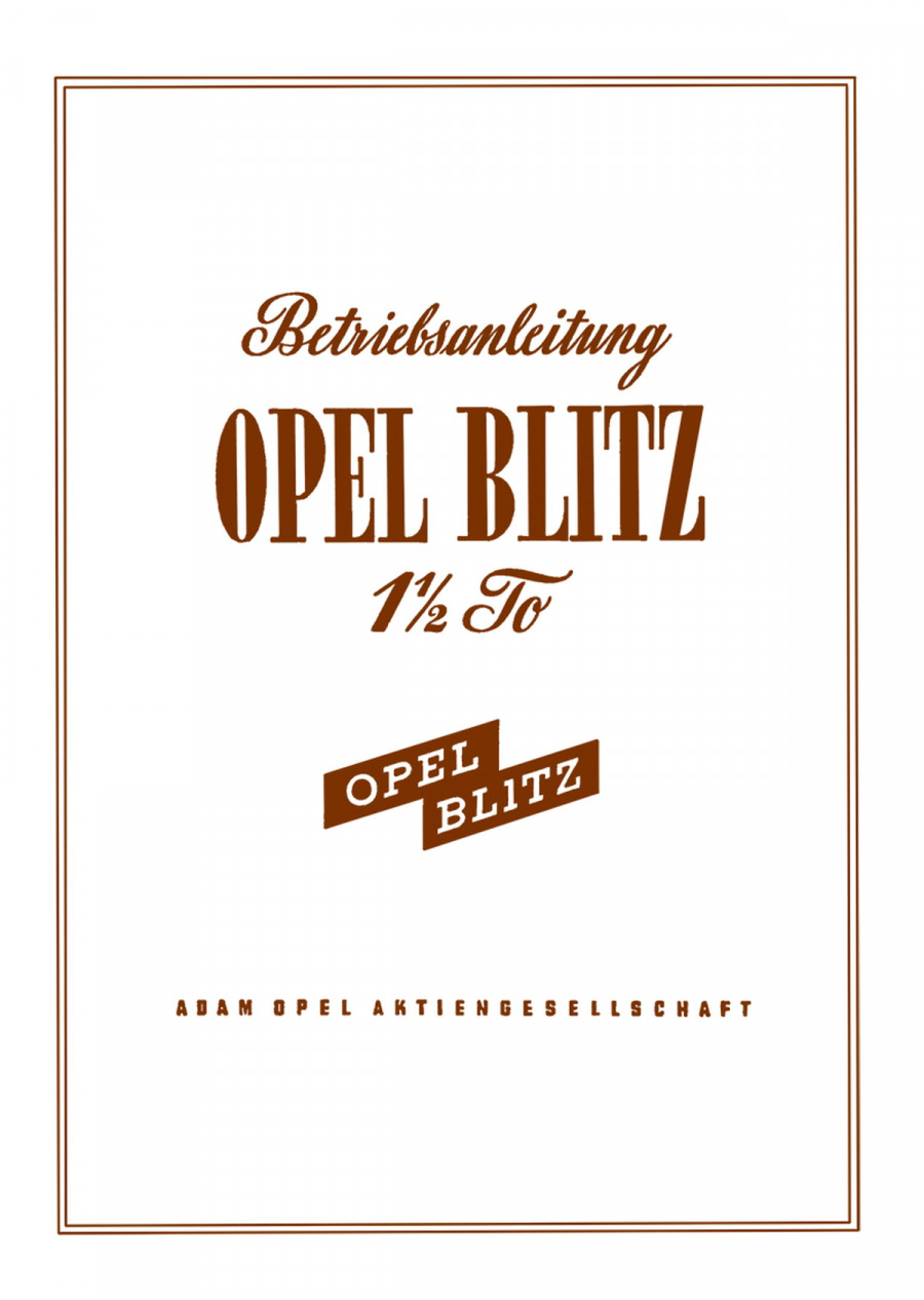 Opel Blitz 1,5 t, Betriebsanleitung