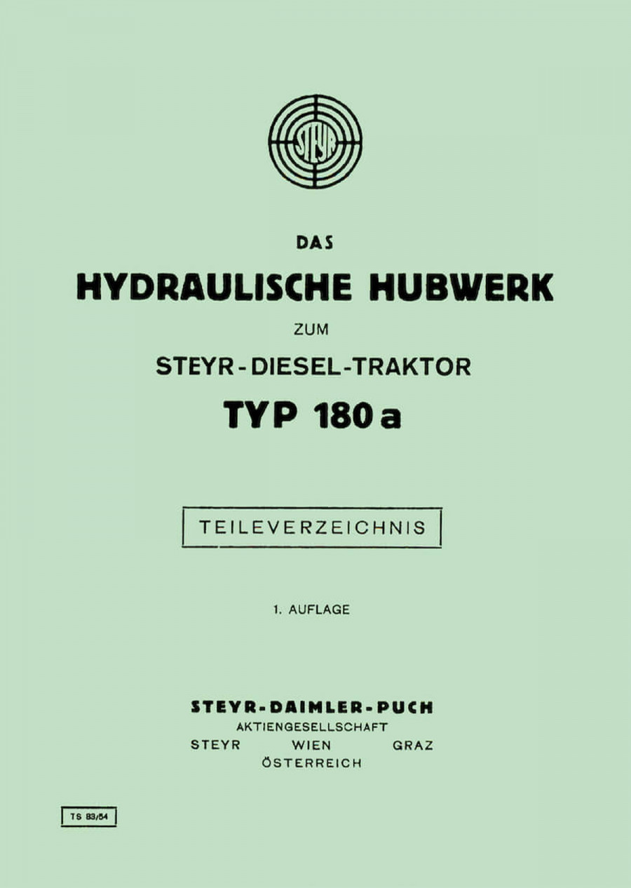 Steyr 180a Hydraulisches Hubwerk Ersatzteilkatalog