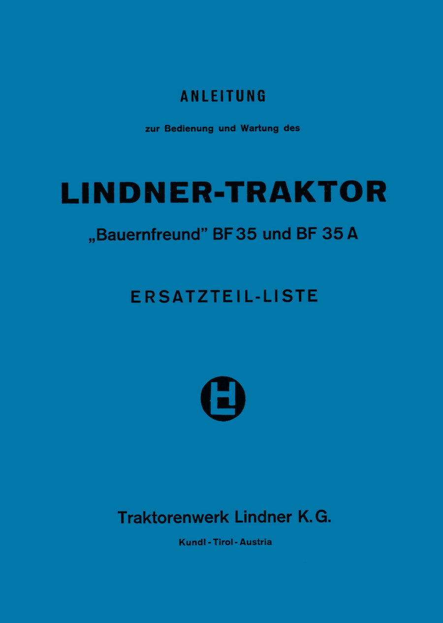 Lindner BF35 und BF35A Betriebsanleitung und Ersatzteilkatalog