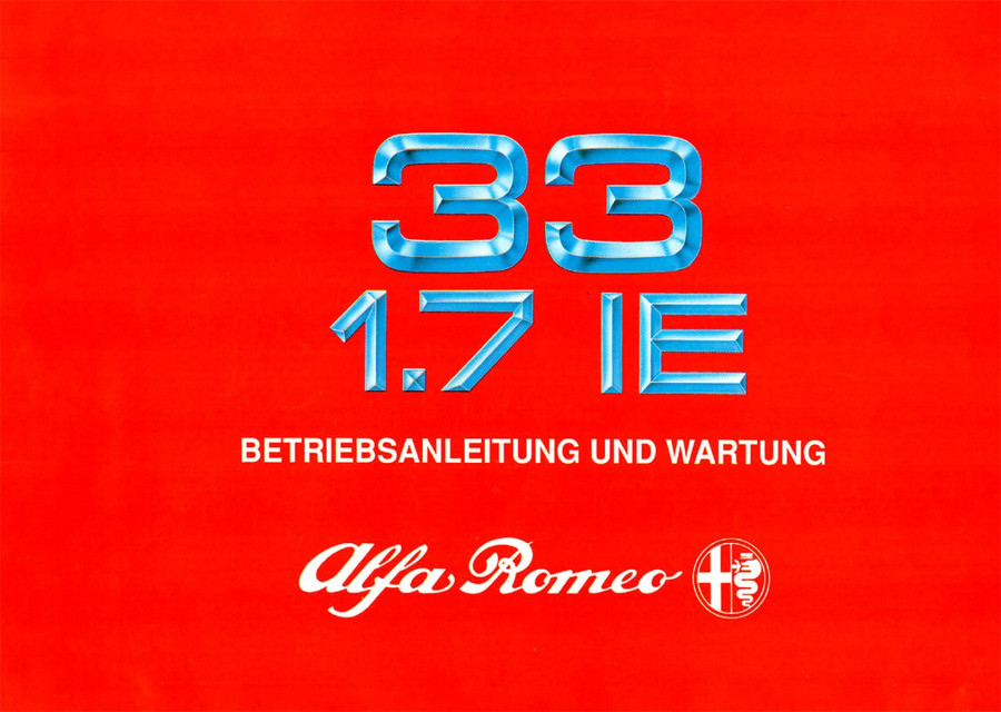 Alfa Romeo 33 1.7 IE, Betriebsanleitung