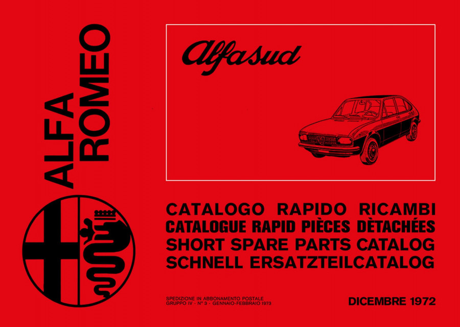 Alfa Romeo Alfasud, Catalogo rapido per ricambi originali