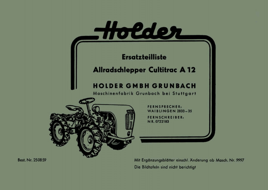 Holder A 12 Cultitrac Allradschlepper Ersatzteilkatalog