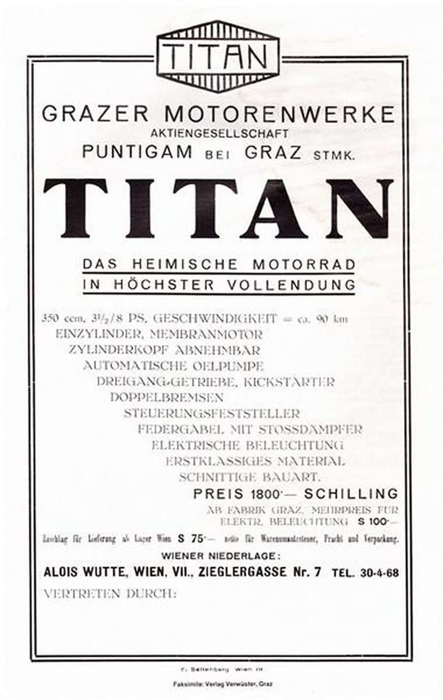 Titan Motorräder Prospekt