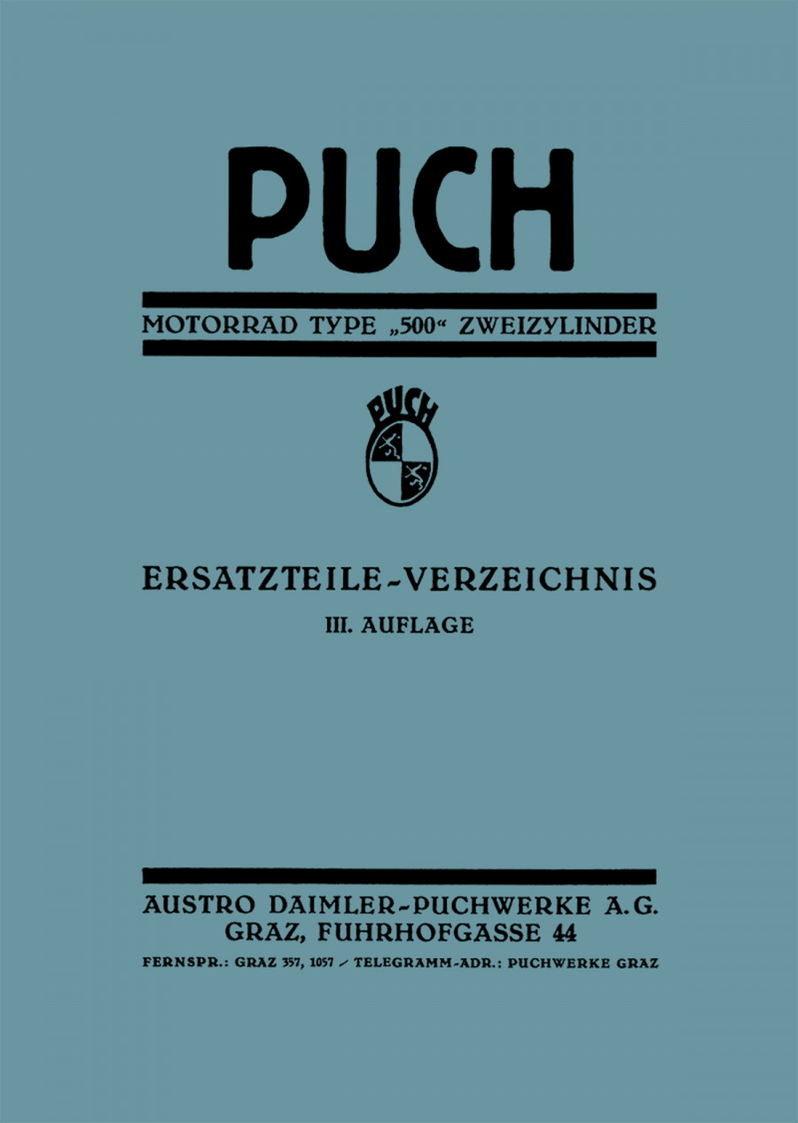 Puch Motorrad Type 500 Zweizylinder Ersatzteilkatalog
