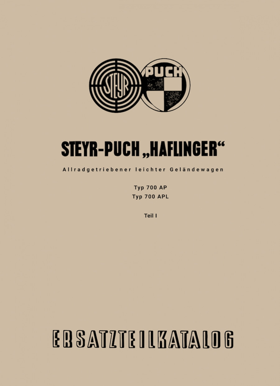 Puch Haflinger AP und APL, Ersatzteilkatalog Teil 1