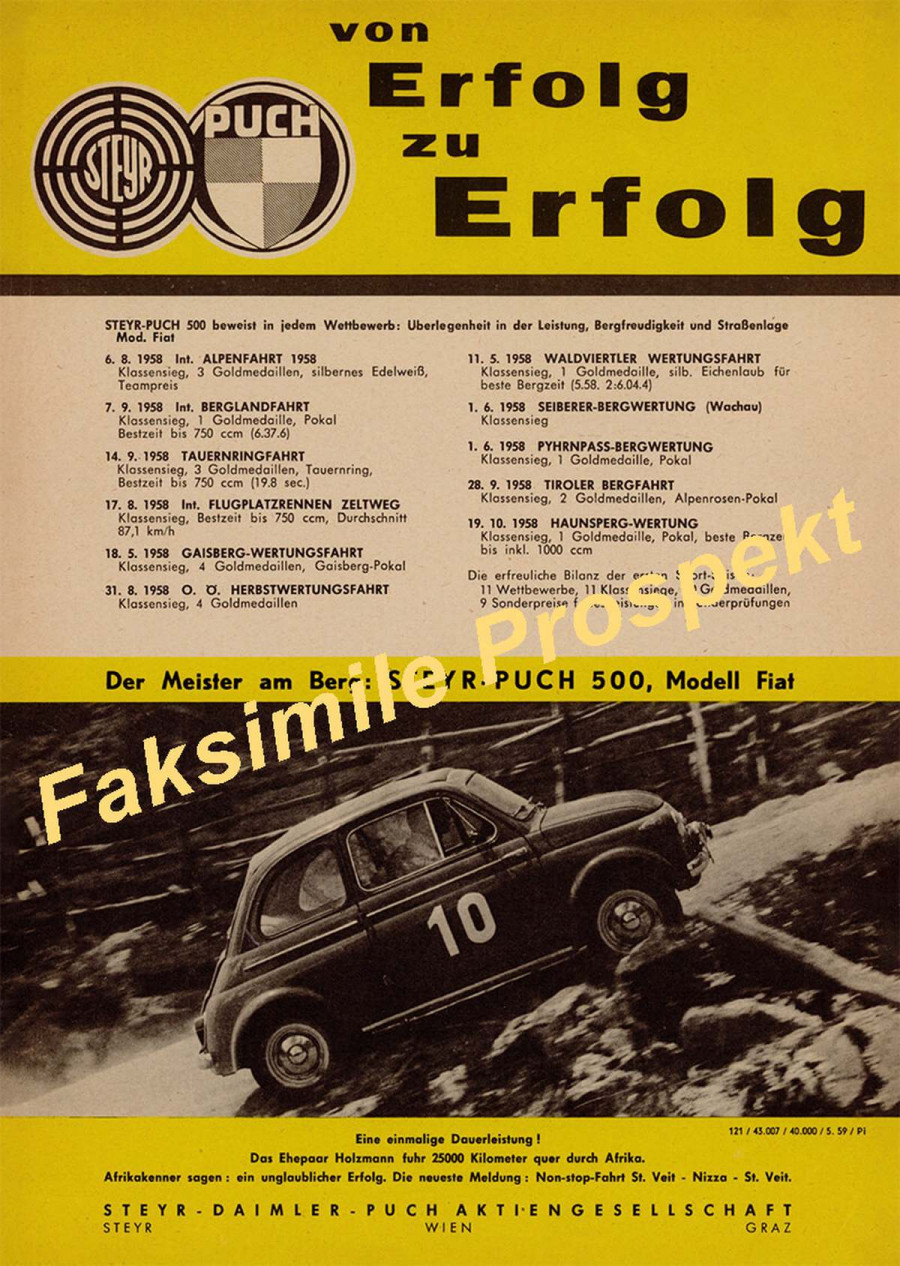 Puch 500 "Von Erfolg zu Erfolg", Prospekt