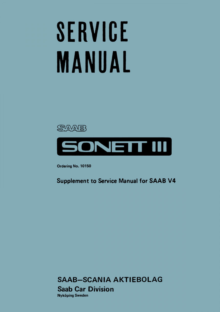 Saab Sonett III, Supplement to Service Manual for Saab V4